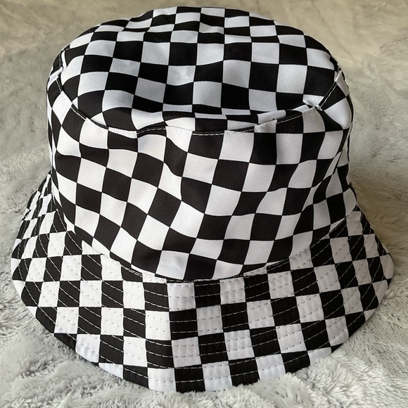 Black & White Checkered Reversible Bucket Hat - Picture 2 of 6